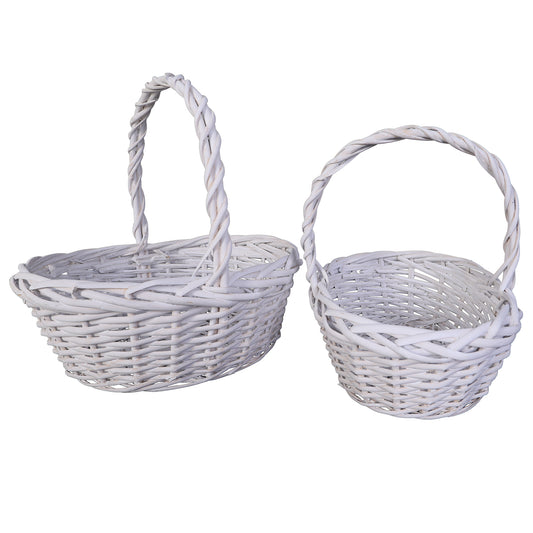 Oval Willow Baskets W/Handle