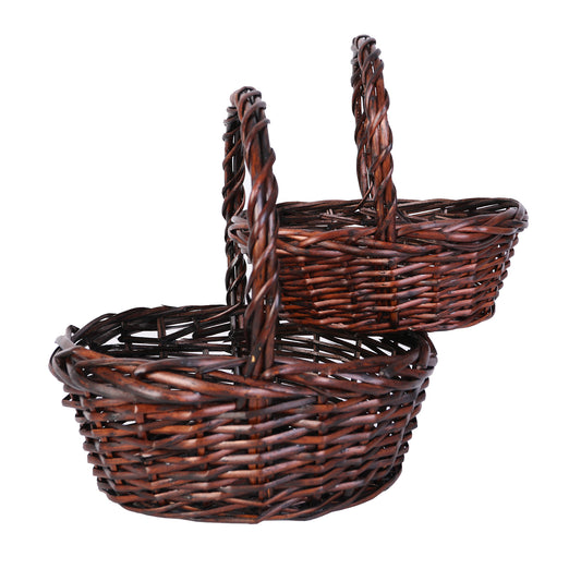Oval Willow Baskets W/Handle