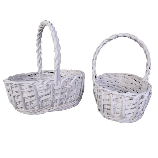 Oval Willow Baskets W/Handle