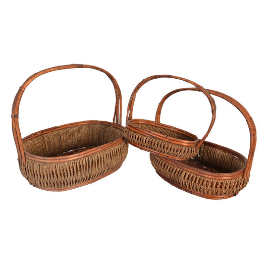 Oval Willow Baskets W/Handle