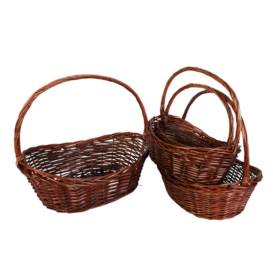 Oval Willow Baskets W/Handle