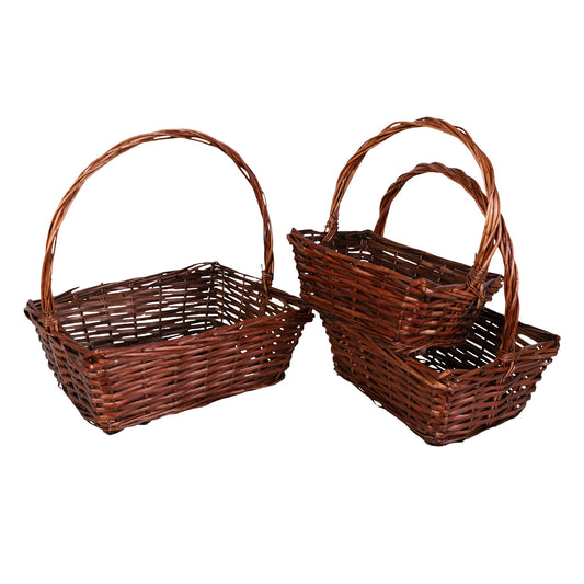 Square Willow Baskets W/Handle