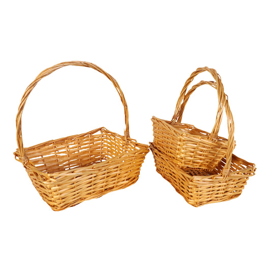 Square Willow Baskets W/Handle
