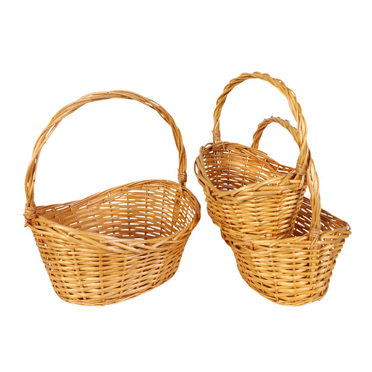 Oval Willow Baskets W/Handle
